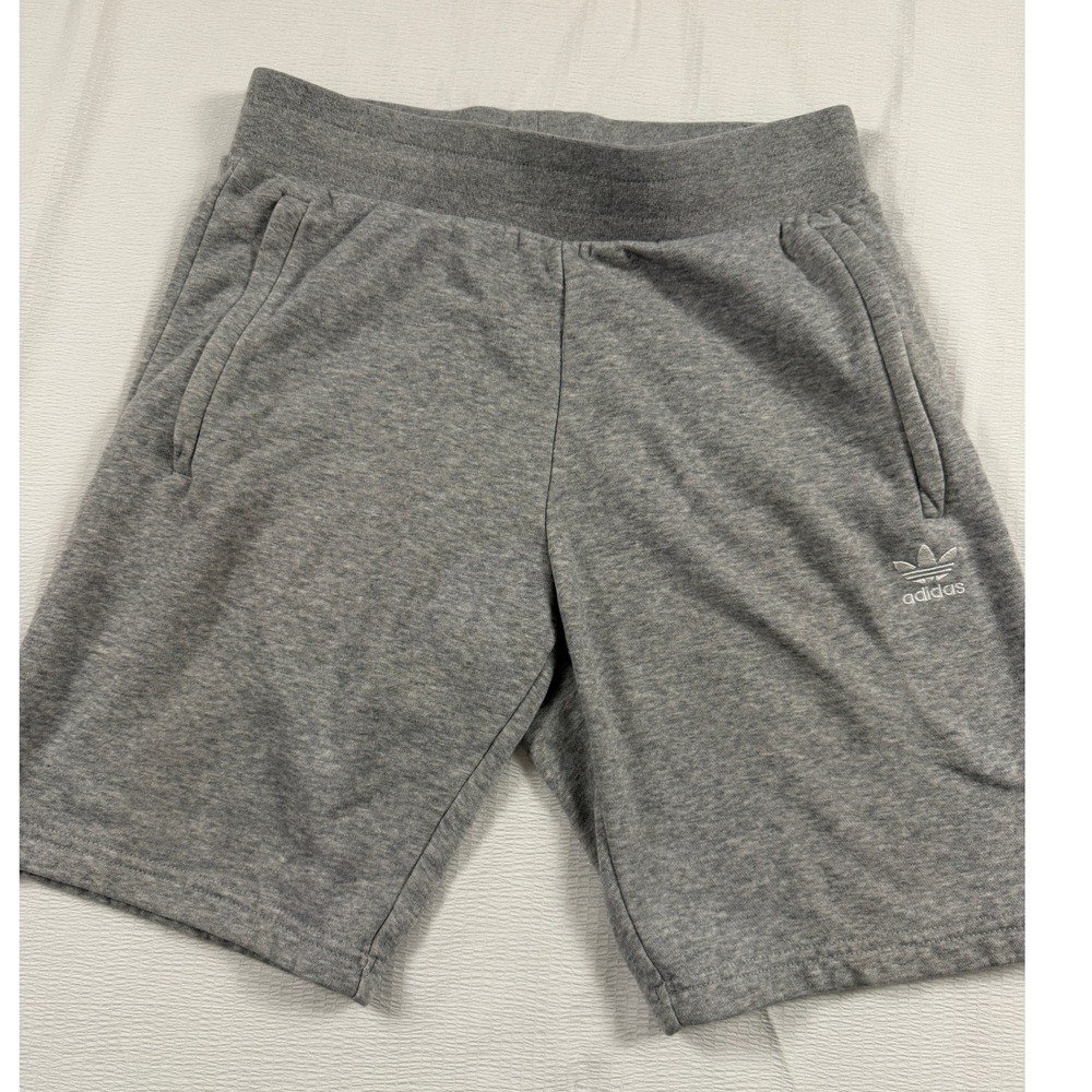Adidas Originals Mens Trefoil Sweat Shorts Grey Heather Small Activewear Cozy